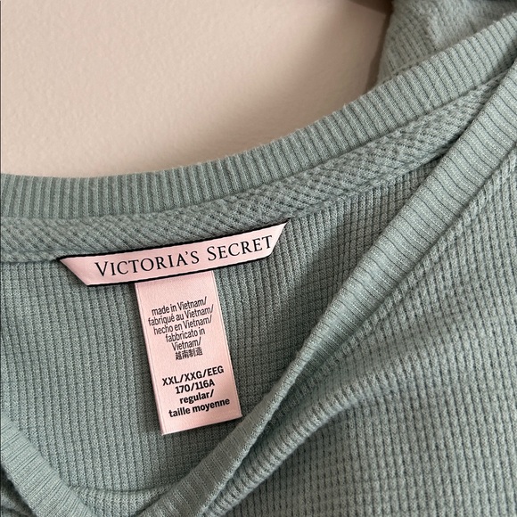 Victoria's Secret XXL Glow Waffle Short sleeve Tee Jogger Set loungewear blue - Picture 5 of 12